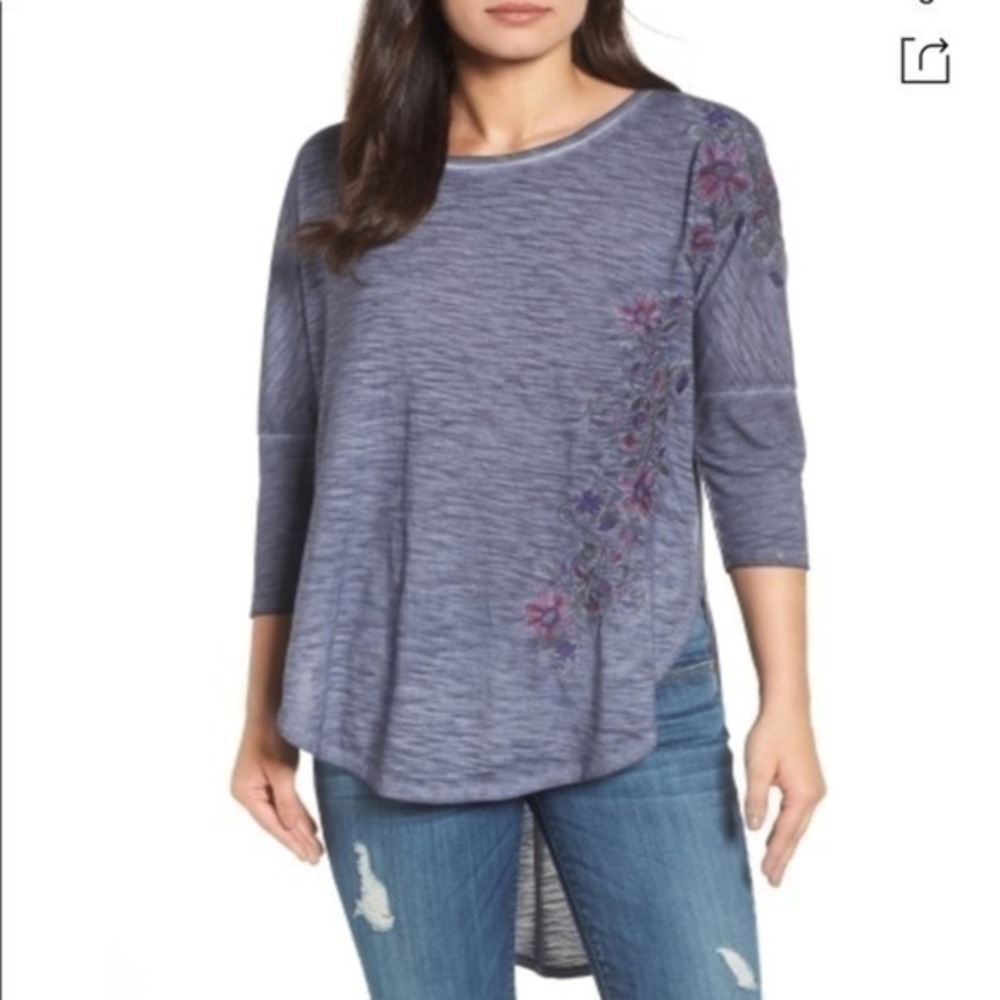 Standard Grace Slub Knit Top in Shark Blue XL